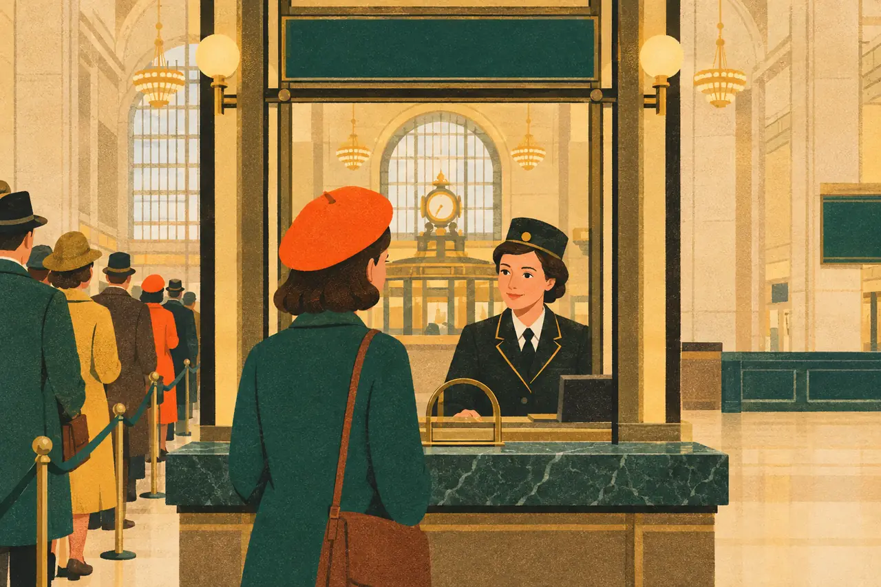Buying a ticket. You are at the ticket window in Grand Central Terminal and you want a train ticket to Beacon for a day trip.