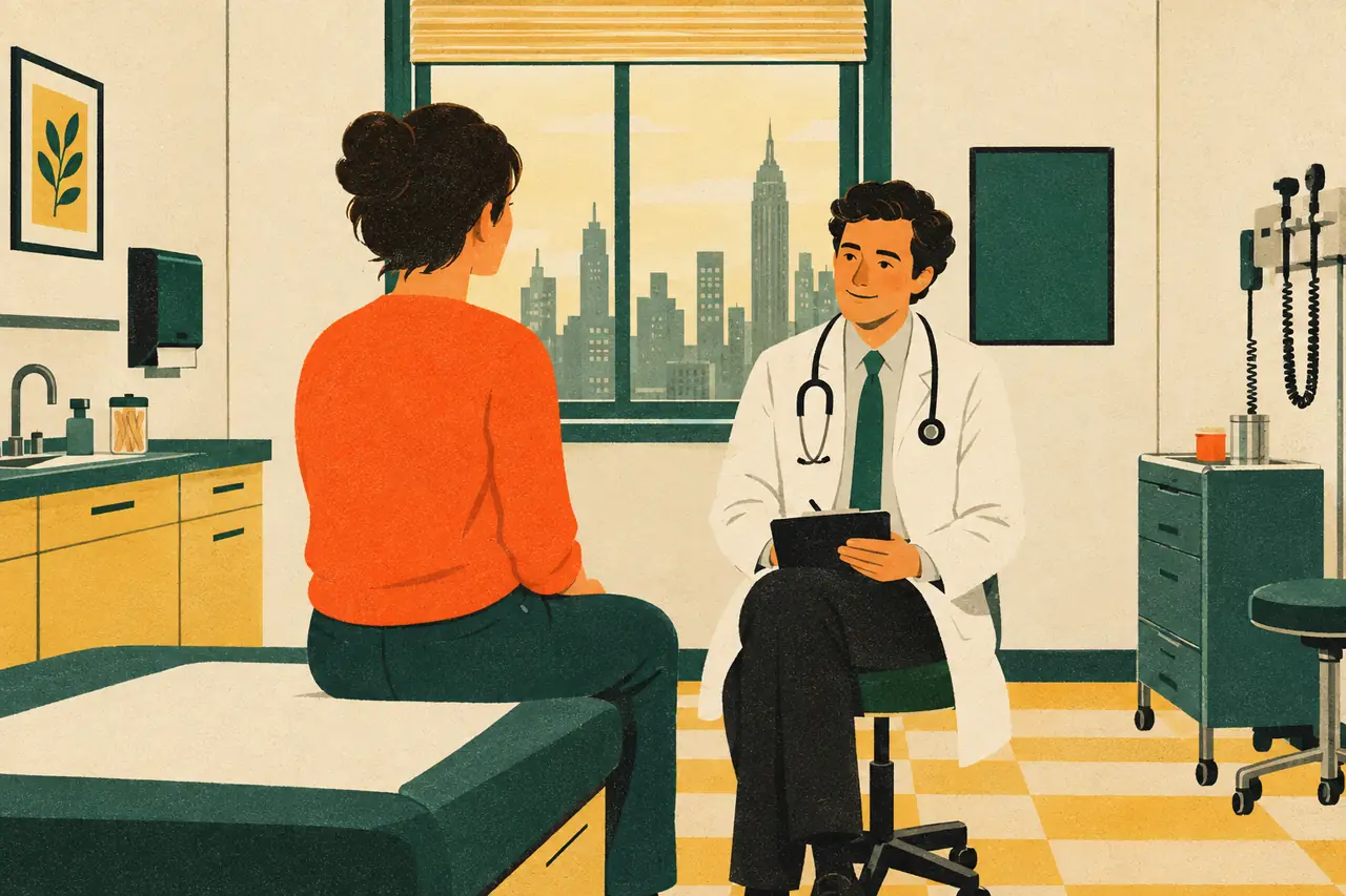 Seeing a doctor. Your lower back has hurt for three days, so you call a clinic in Manhattan to get an appointment.