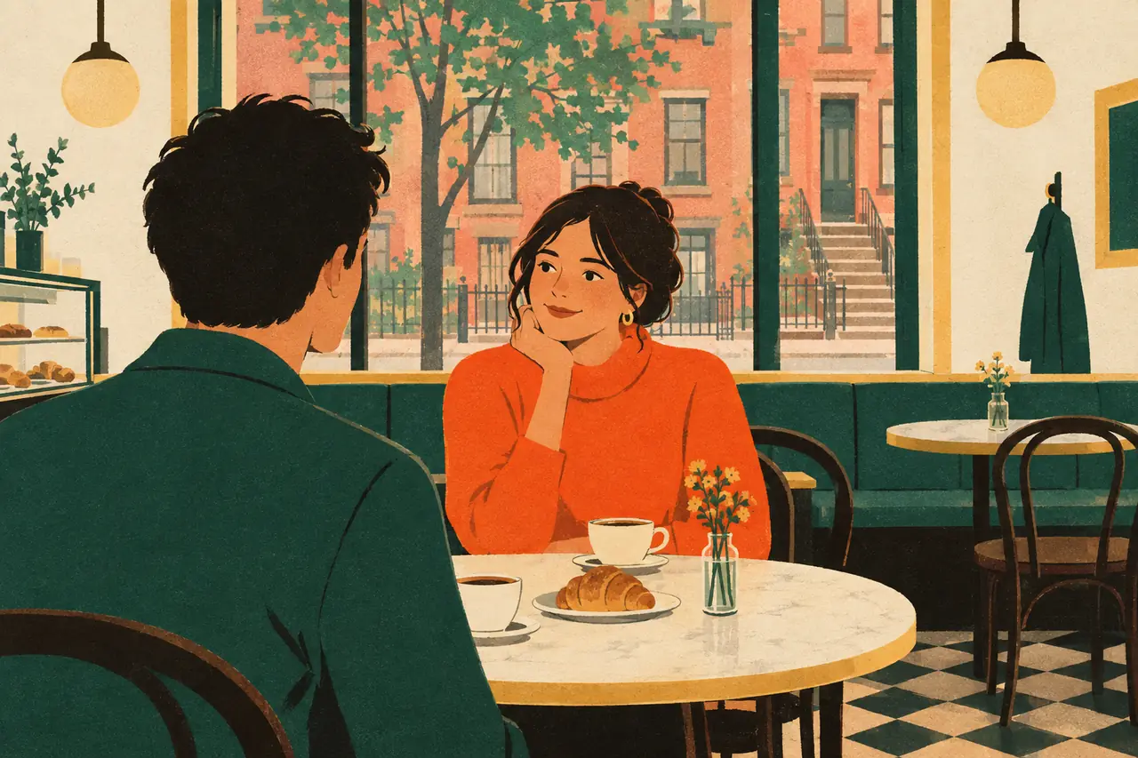 Coffee catch-up. You run into an acquaintance at a café in the West Village and sit down to catch up.