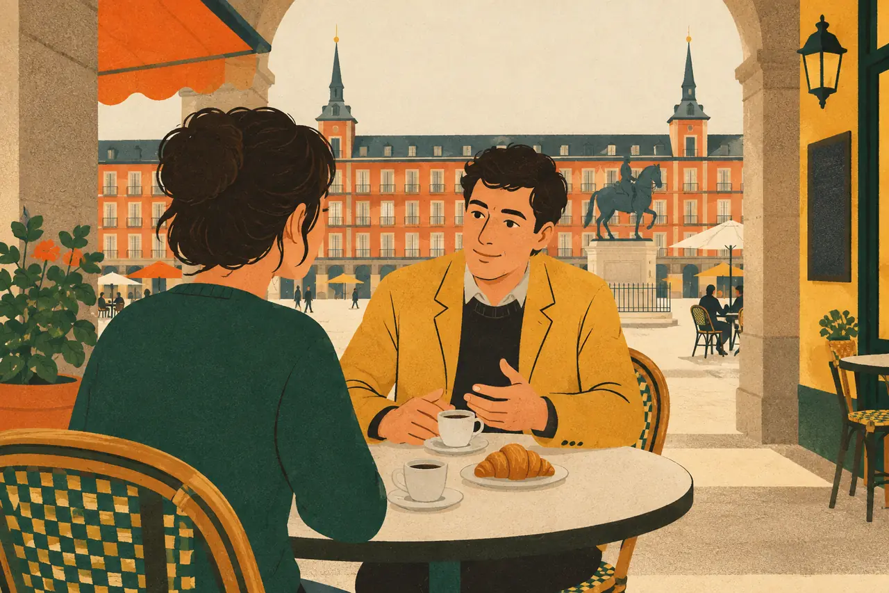 Goals and plans. You are having a coffee after class in Madrid and a Spanish friend asks why you are learning Spanish and where you see yourself in a year.