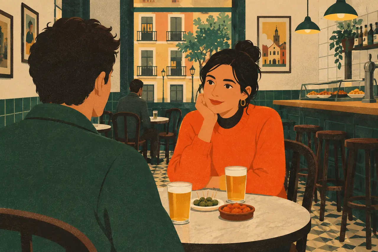 How you are feeling. You meet a Spanish friend for a caña after work in a bar in Lavapiés.