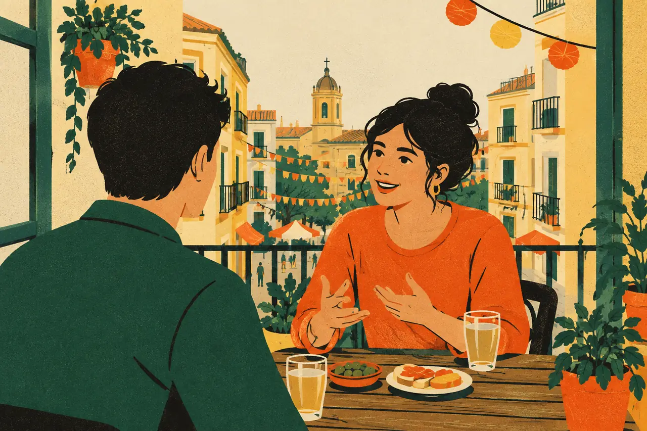 Traditions and festivals. Your flatmate in Madrid is telling you about the fiesta happening this weekend in the barrio.