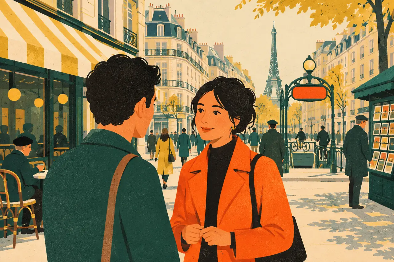 Running into a friend. On a busy Paris street you run into someone you met once at a party.