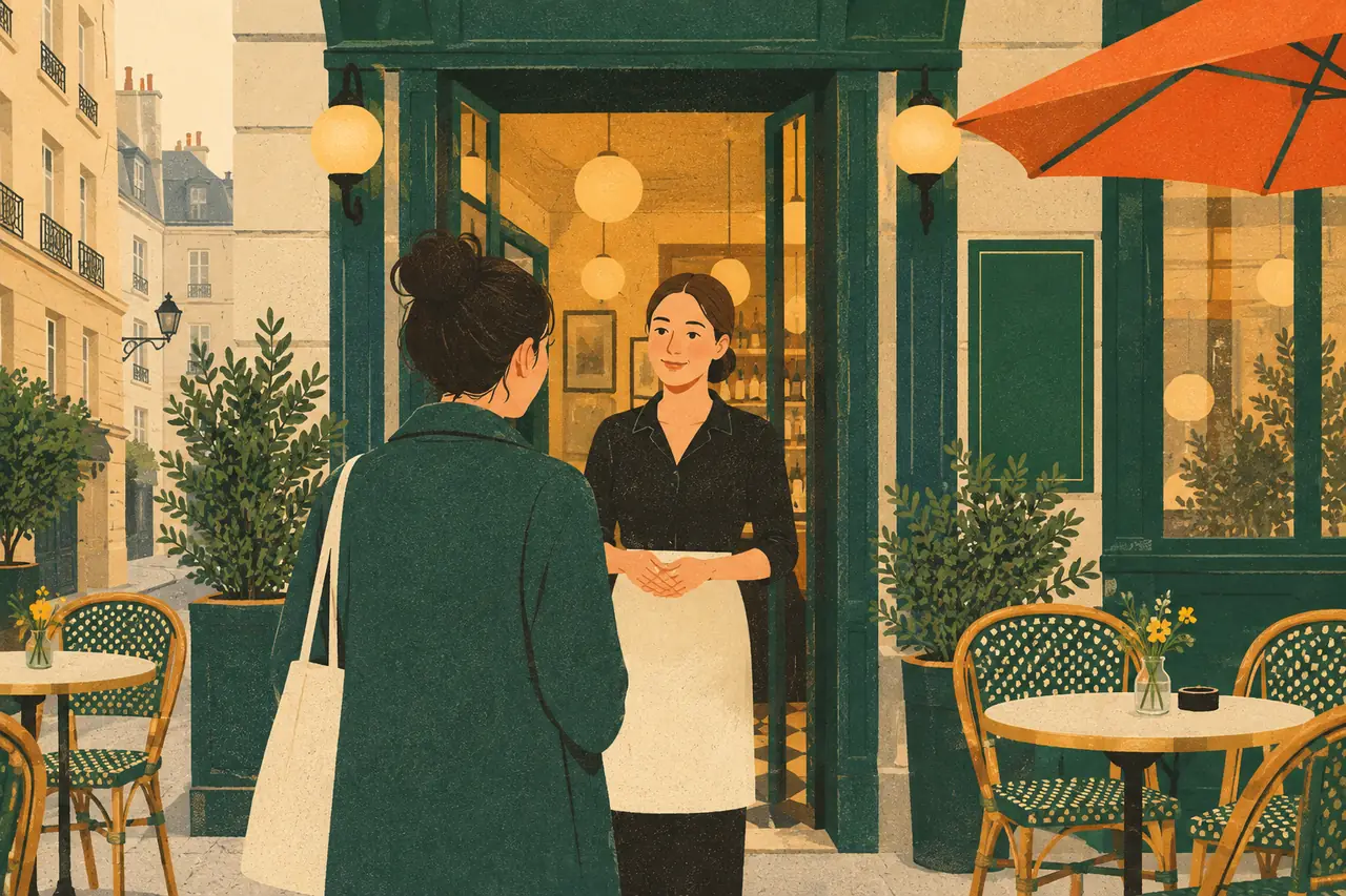 Booking a table. You call a small bistro in the Marais to book a table for two tonight, and you would much rather sit on the terrace.