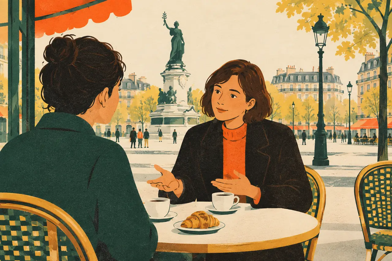 Giving advice. Over coffee near République, your friend tells you they are about to quit a job they hate and asks what you think.