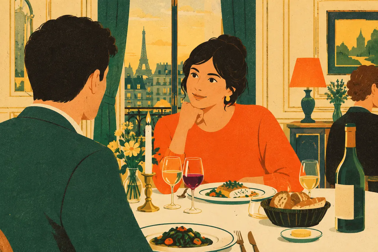 Dinner party talk. You are seated next to a curious Parisian at a dinner party and the conversation never stops.