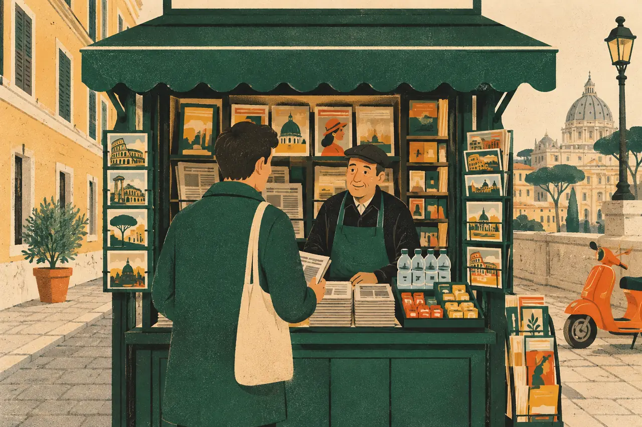 The edicola test. You stop at an edicola, one of the little street newsstands on a Roman pavement, on your way home.