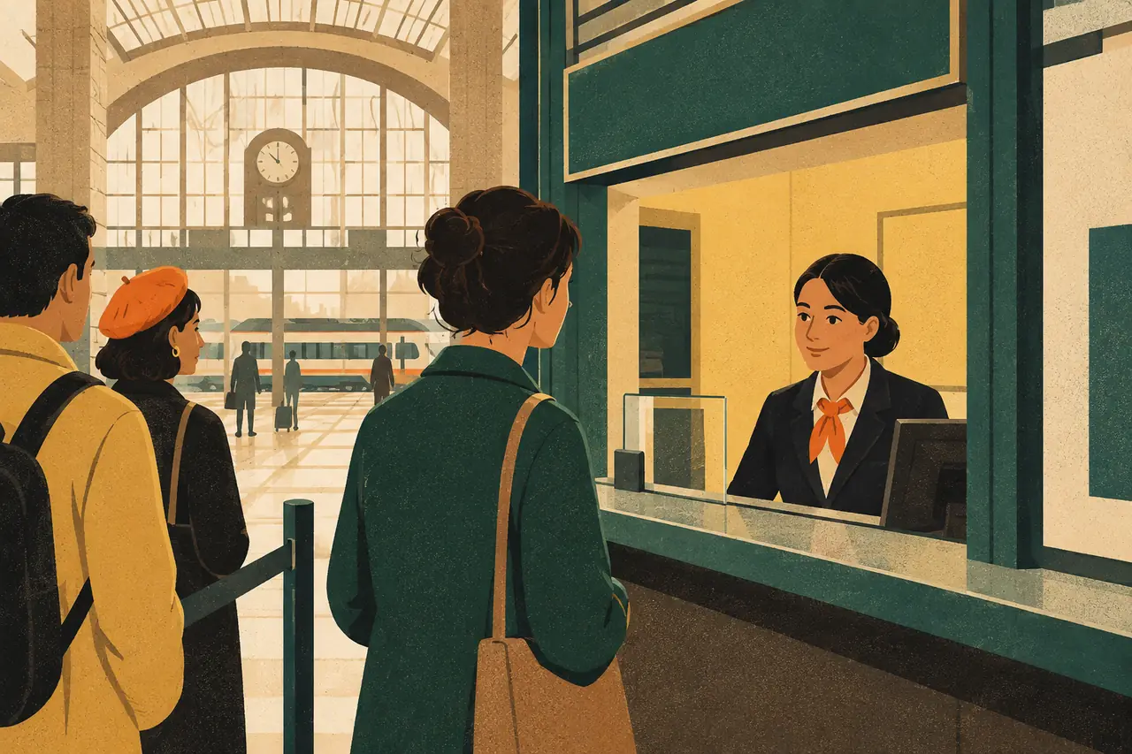 Buying a ticket. You are at the ticket window in Roma Termini and you need a ticket to Florence and back the same day.