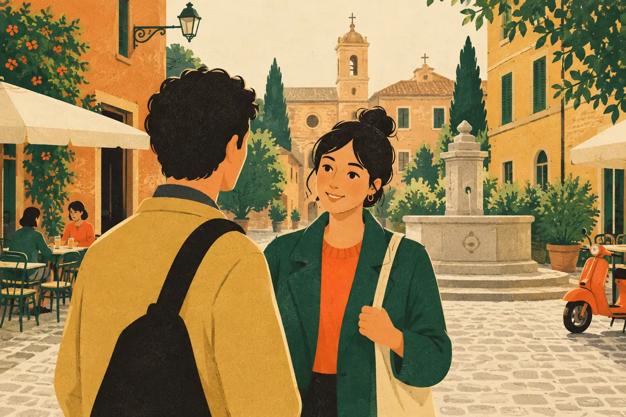 Running into a friend. In Trastevere you bump into someone you met once at a party.