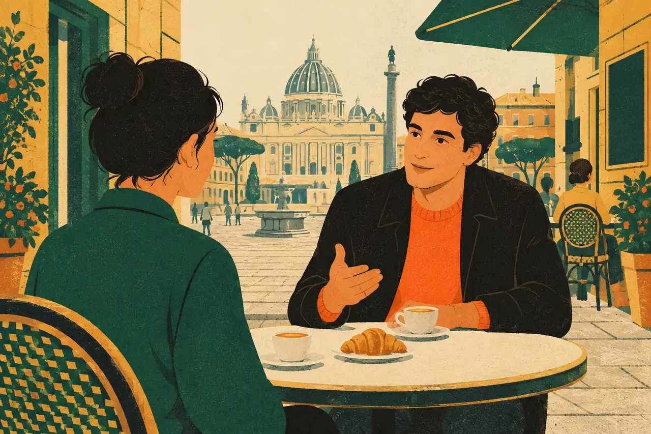 Goals and plans. You are having a coffee after class in Rome and an Italian friend asks why you are learning Italian and where you see yourself in a year.