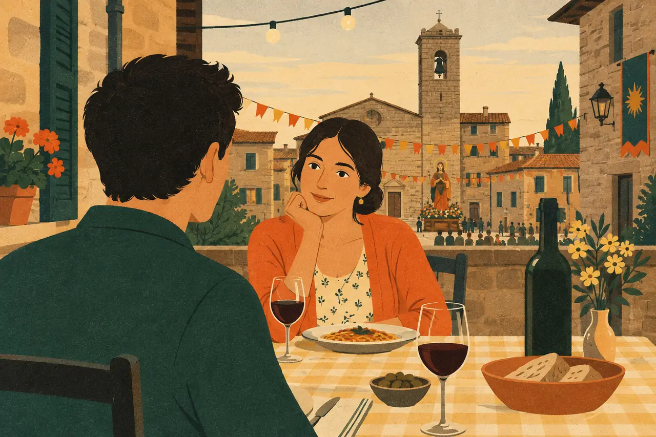 Traditions & festivals. You are staying with friends in a small Umbrian town during the week of the festa del patrono.