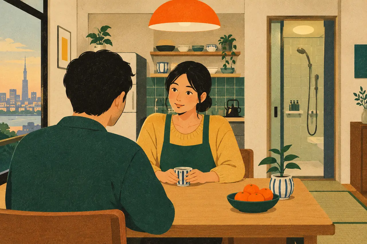 Renting a place. You have booked a small apartment in Fukuoka for four nights.